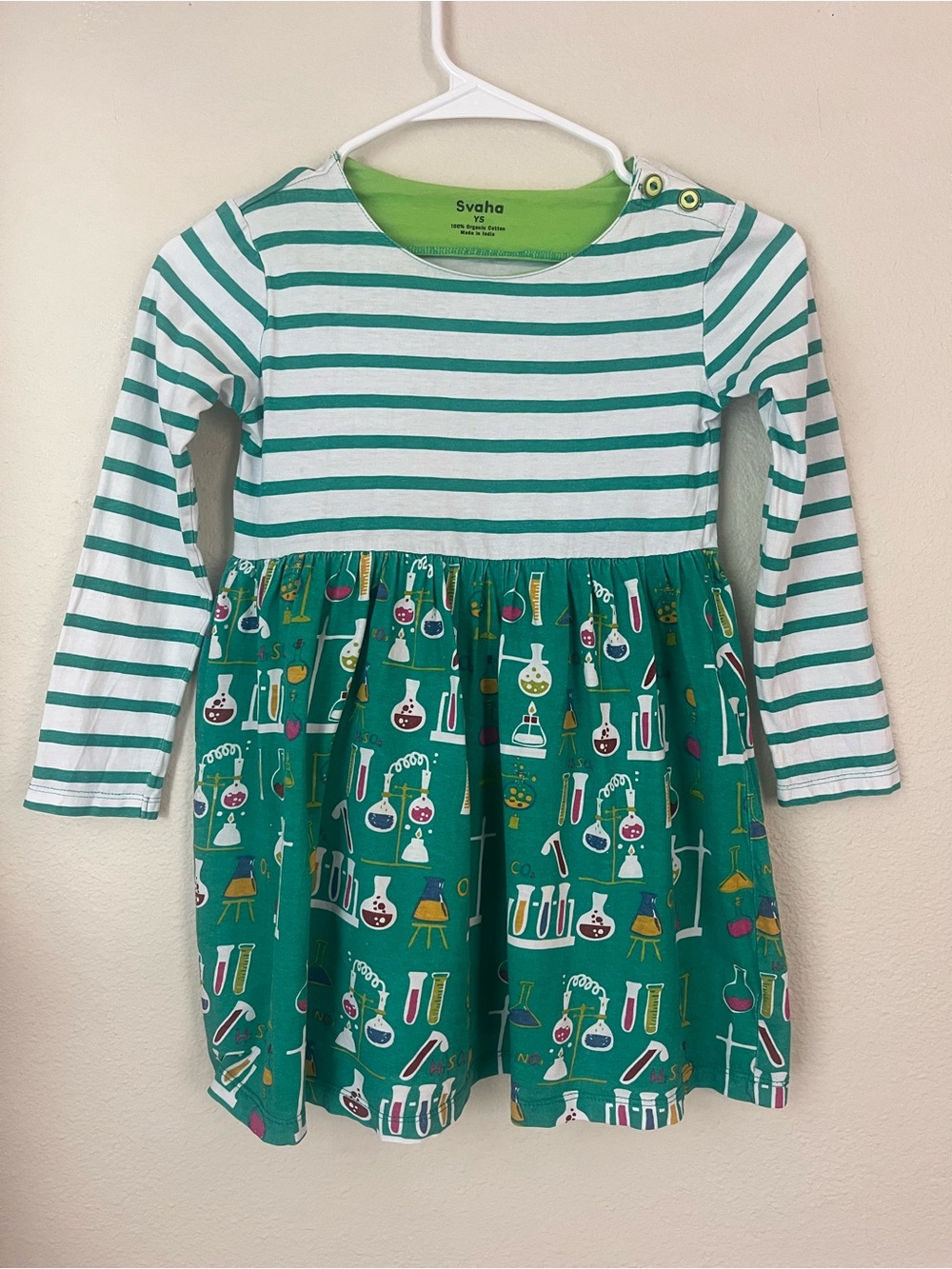 Svaha Science Lab Dress YS Organic Cotton STEM School Geek Striped Twirl